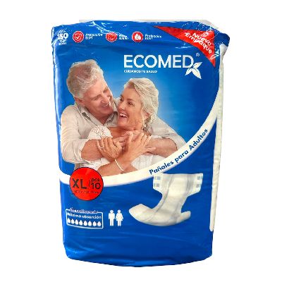 ECOMED PAÑAL ADULTOS TALLA XL 10UNID